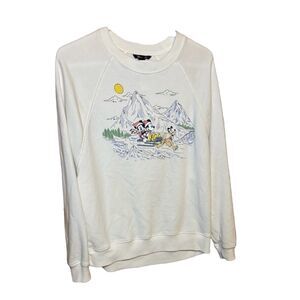 Disney  X American Eagle Mickey Mouse Graphic Sweatshirt Small White Crewneck